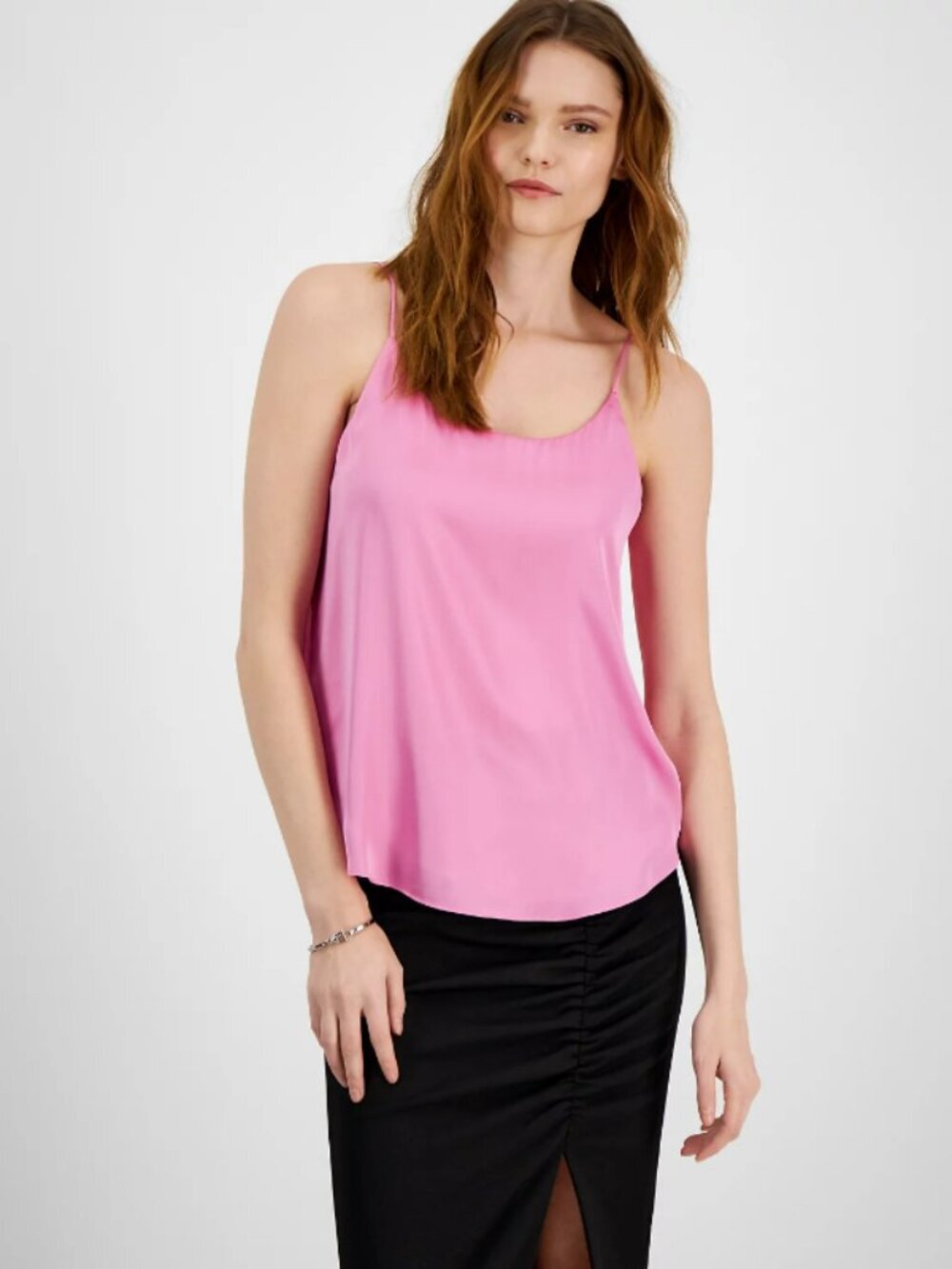 Bar III Women's Extra Large Pink Satin Scoop-Neck Camisole NWT